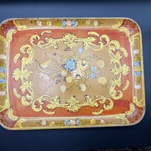 Vintage MCM Japanese Florentine Paper Mache Serving Tray